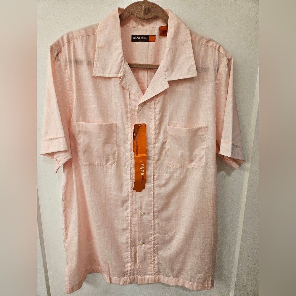 NWT - NYNE Cotton Pink Button-Up Shirt - Size L